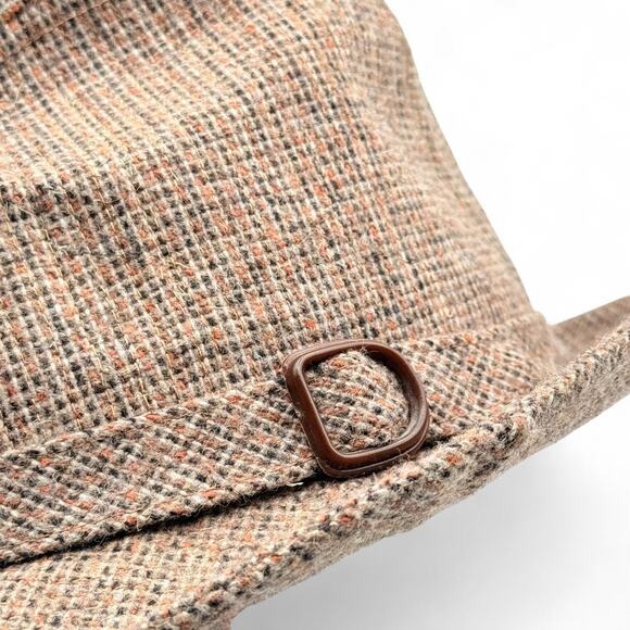 Vintage Tweed Fedora Hat Stevens Mens Brown Wool 6 7/8 S/M 50s 60s MadMen MCM - Picture 8 of 8